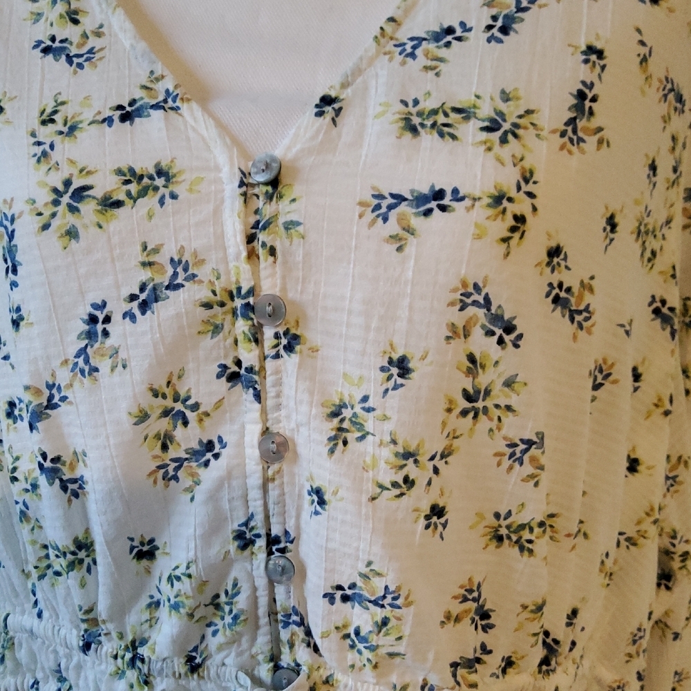 Time and Tru Floral Drawstring Blouse - - Picture 3 of 7